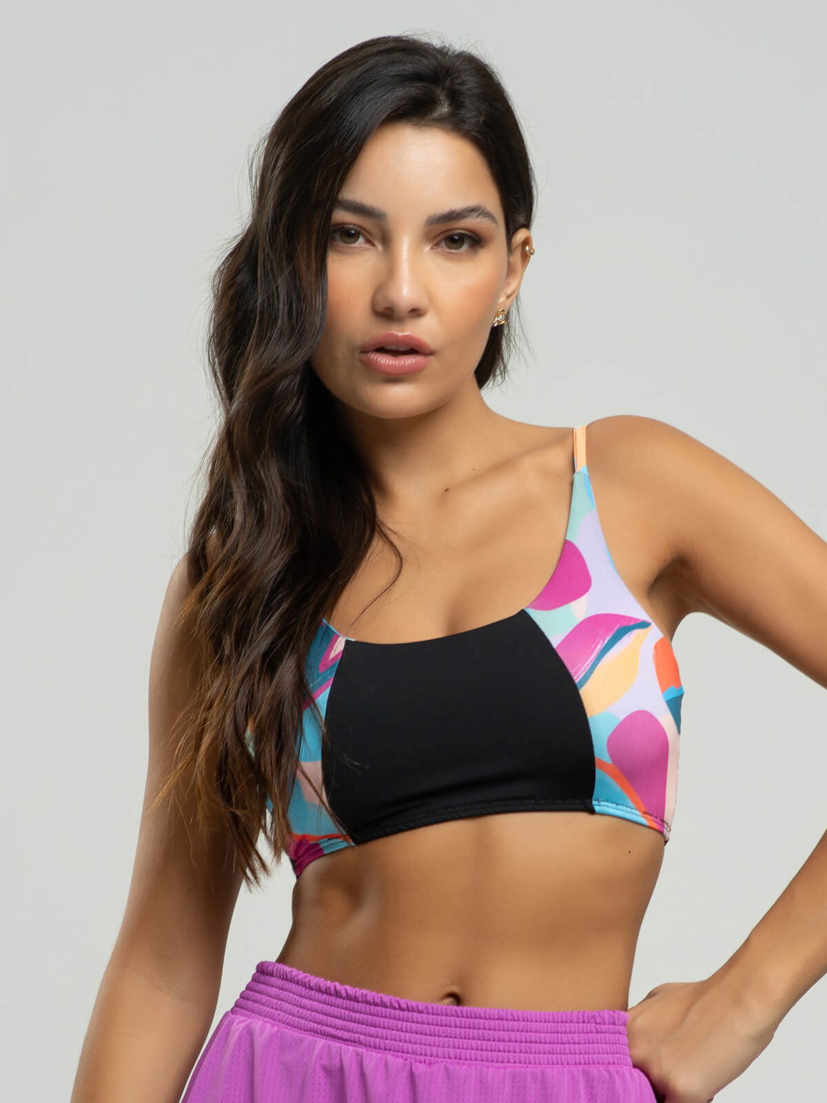 Top Estampado Alcinha Fitness Tecido Proteção Uv 50+ Colorido - Vicbela