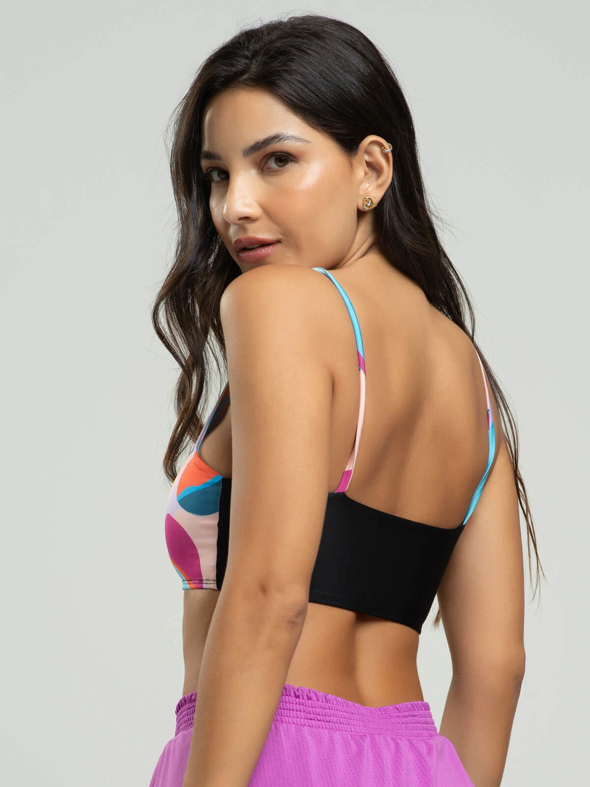 Top Estampado Alcinha Fitness Tecido Proteção Uv 50+ Colorido - Vicbela