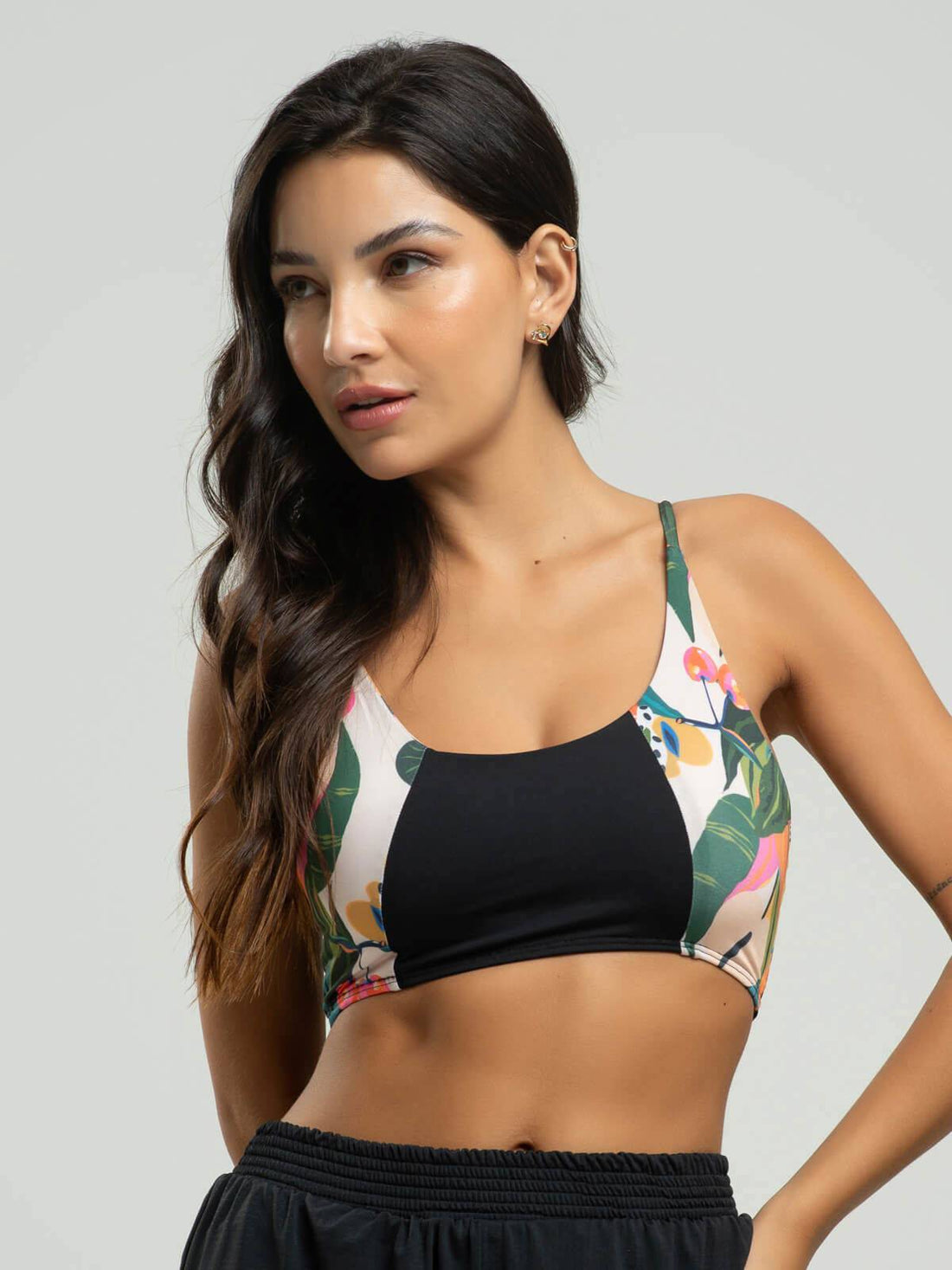 Top Estampado Alcinha Fitness Tecido Proteção Uv 50+ Mamão - Vicbela
