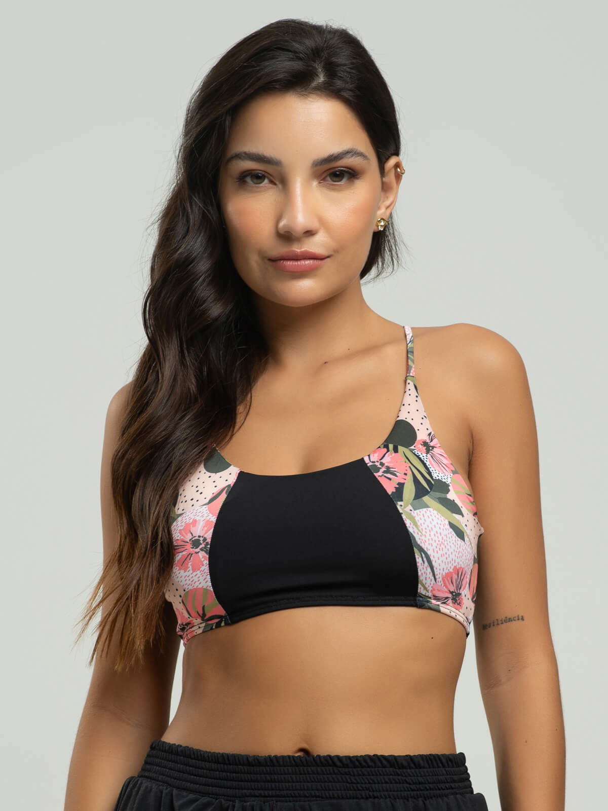 Top Estampado Alcinha Fitness Tecido Proteção Uv 50+ Rosa - Vicbela