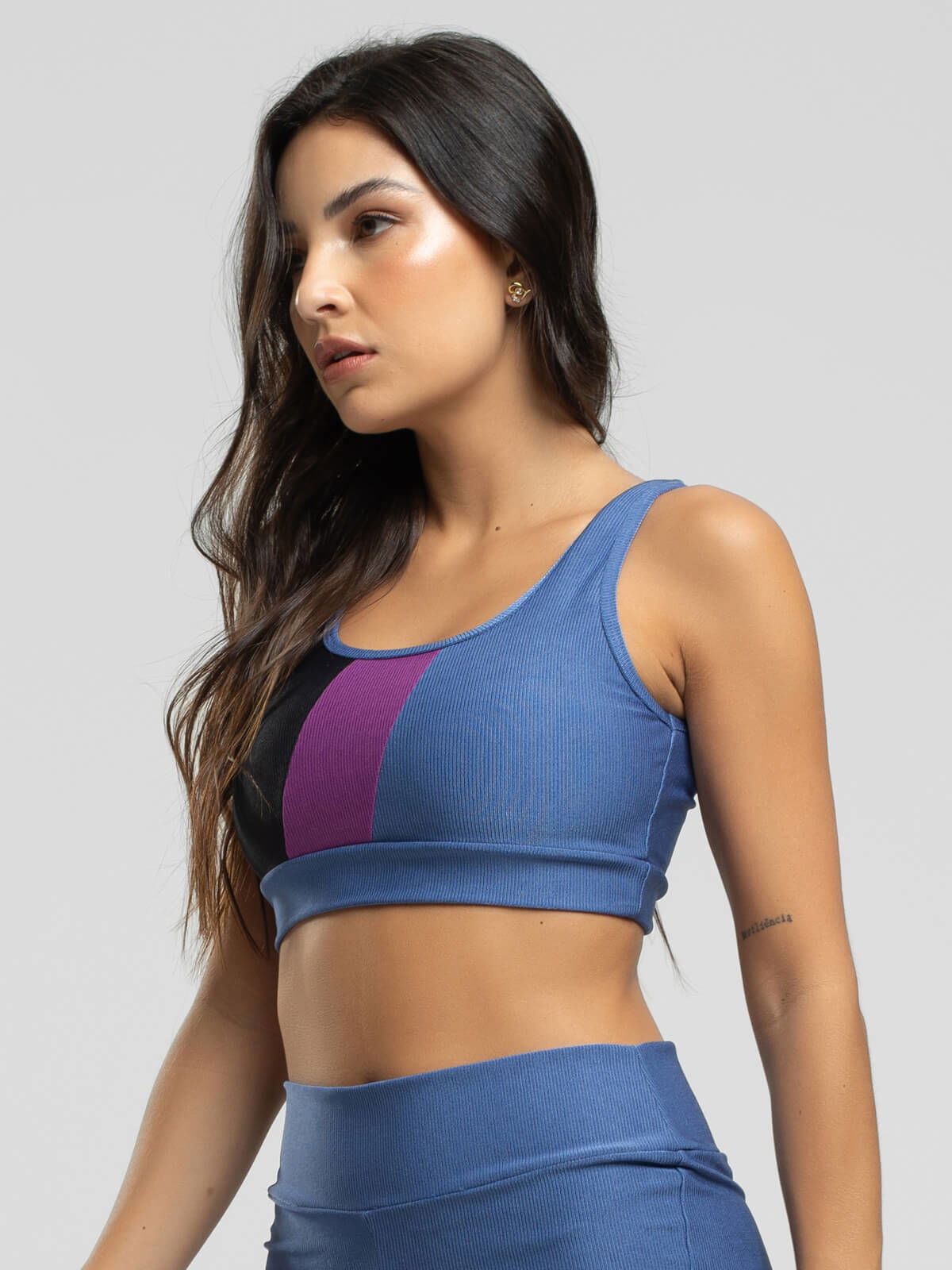 Top Regata Fitness Colorido Suplex Wonder Azul - Vicbela