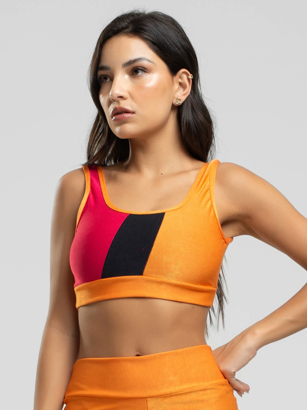 Top Regata Fitness Colorido Suplex Wonder Laranja - Vicbela