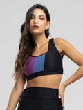 Top Regata Fitness Colorido Suplex Wonder Preto com Azul - Vicbela