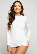 Blusa Proteção UV Feminina Lisa Branco - Vicbela