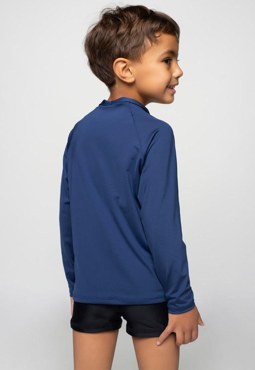 Blusa Proteção UV Masculina Infantil Azul - Vicbela