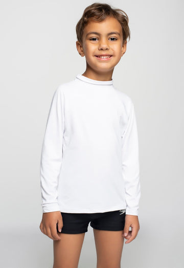 Blusa Proteção UV Masculina Infantil Branco - Vicbela