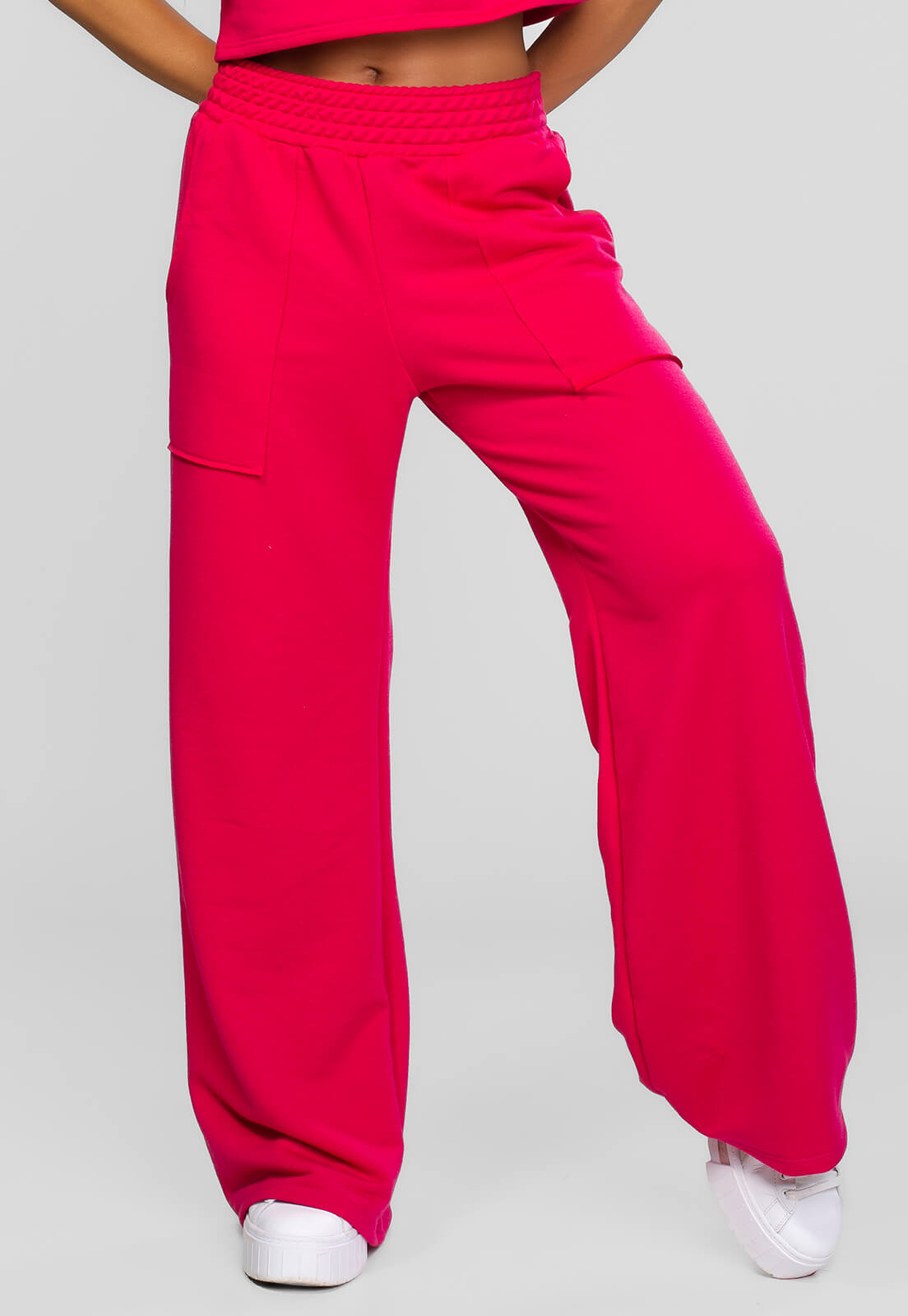 Calça Pantalona Moletinho Pink - Vicbela