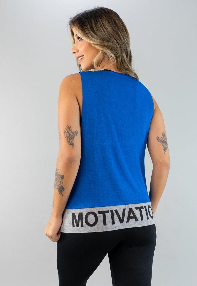Regata Feminina Fitness Motivation Azul - Vicbela